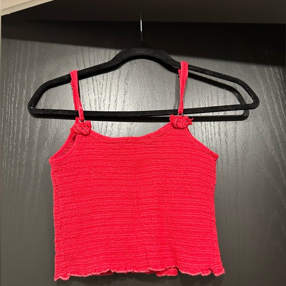 Brandy Melville Red Izzy Tank Top Ruched Adjustable Straps - Picture 4 of 4